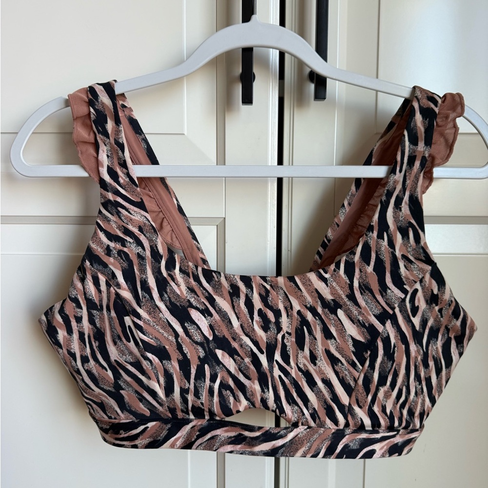 Adidas Animal Print Bra. Ruffle Detail. Size M.
